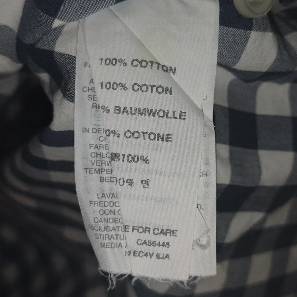 J Crew Light Weight 100% Cotton Blue and White Plaid Button Down Shirt XL